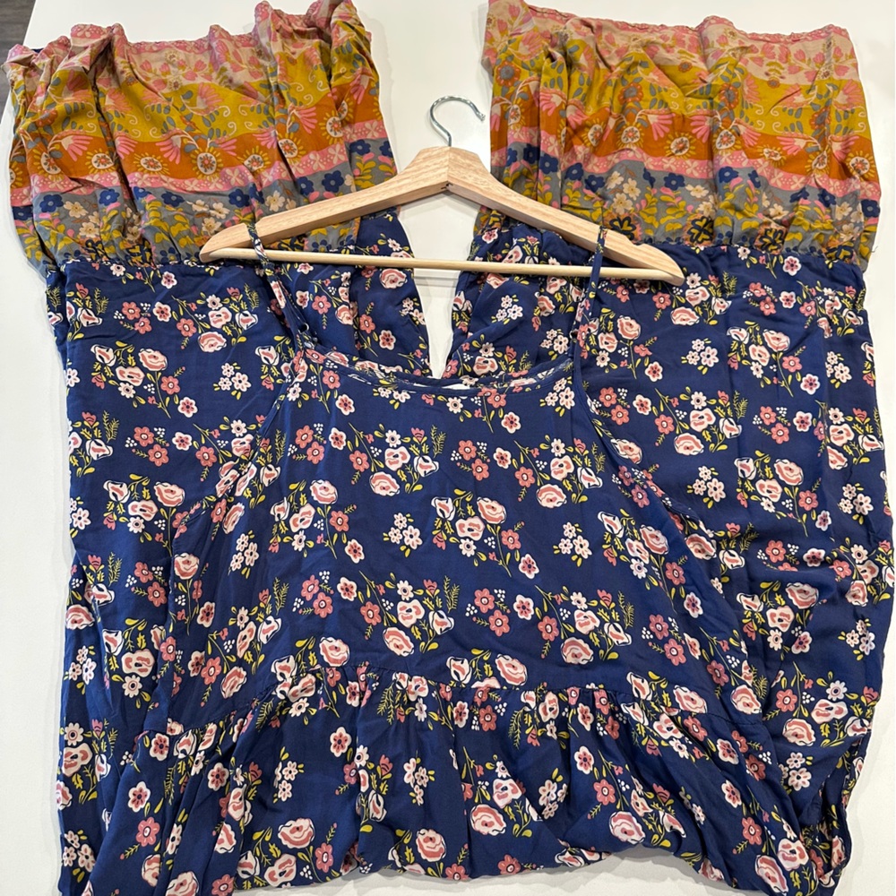 Natural Life Zoe Wide Leg‎ Floral Boho Jumpsuit Size Large - Picture 7 of 10